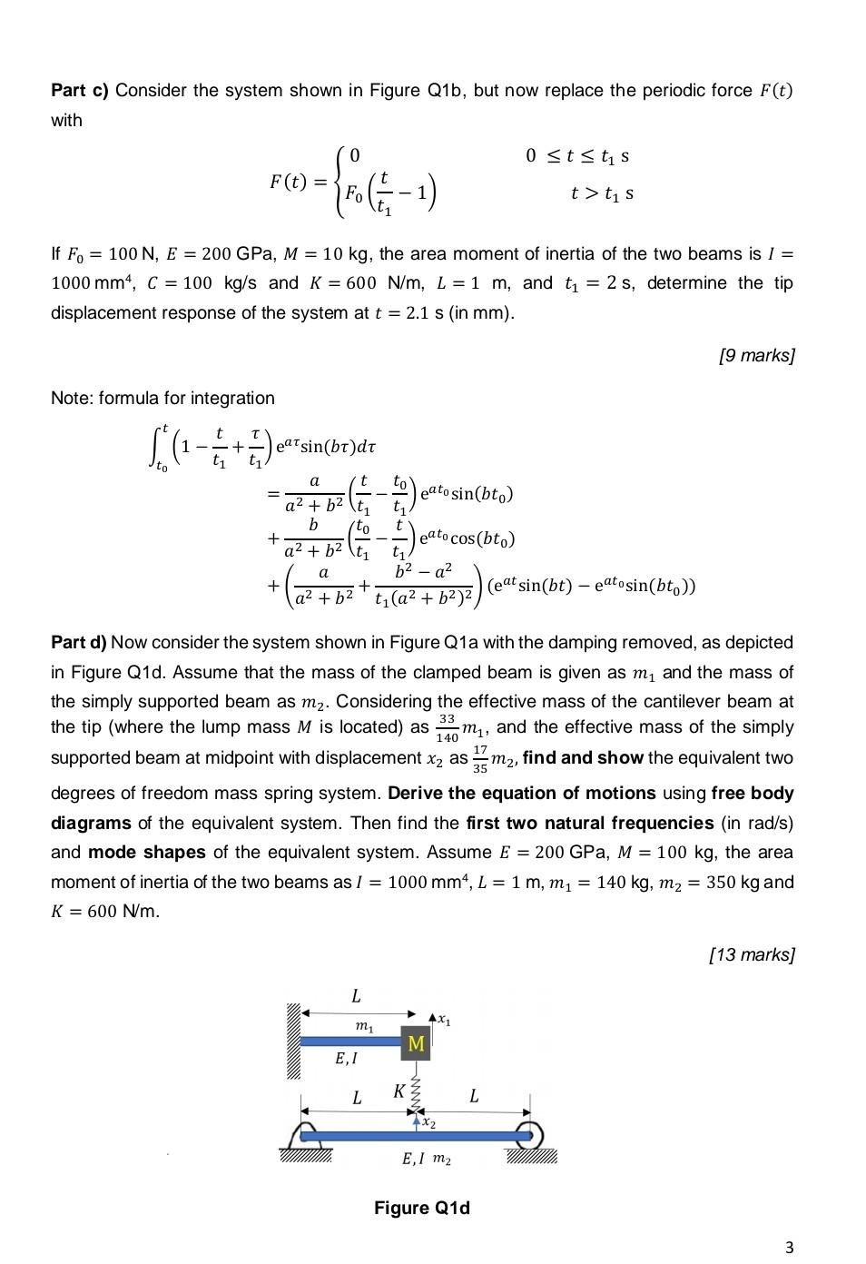 Solved Part c) Consider the system shown in Figure Q1b, but | Chegg.com