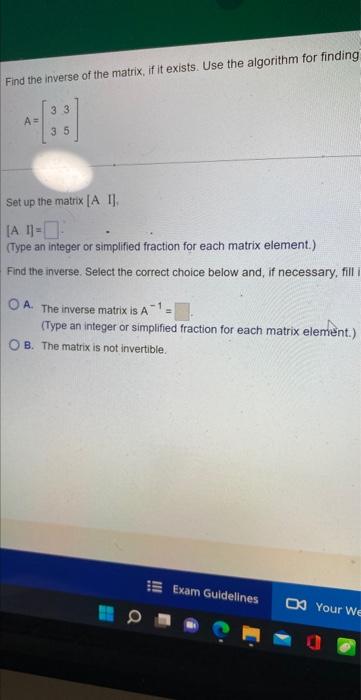 Solved Find the inverse of the matrix, if it exists. Use the | Chegg.com