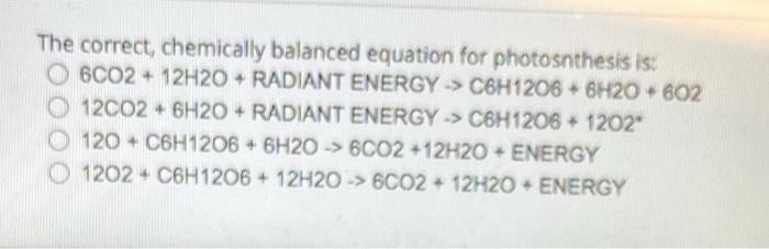 Solved The correct, chemically balanced equation for | Chegg.com