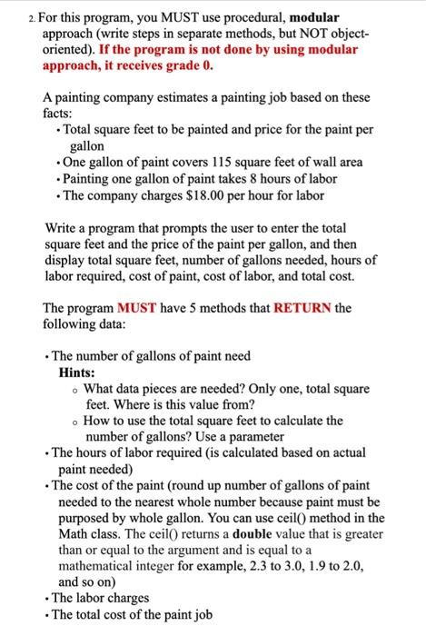 Solved 2. For this program, you MUST use procedural, modular | Chegg.com