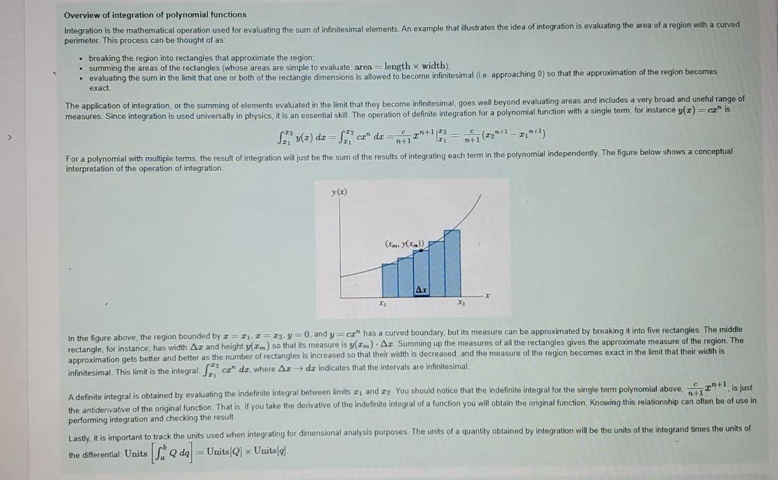 Overview of integration of polynomial functions | Chegg.com
