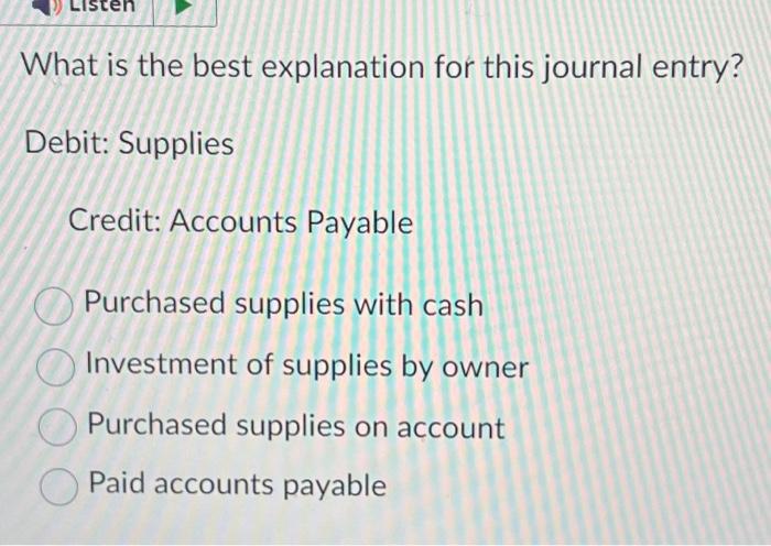 Solved Listen What is the best explanation for this journal 