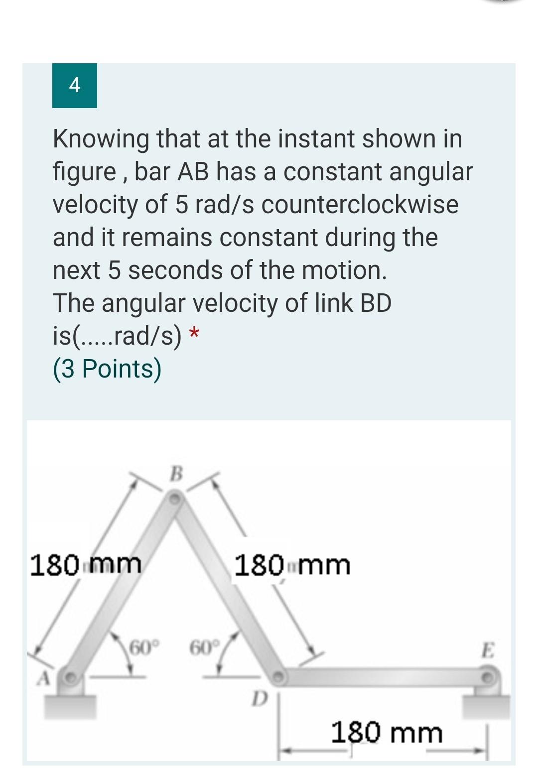 Solved 4 Knowing that at the instant shown in figure , bar | Chegg.com