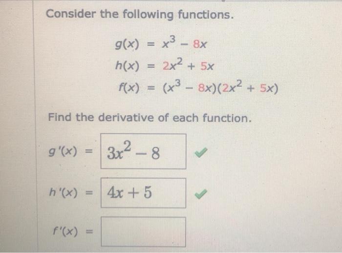 Solved Consider The Following Functions G X 2x2 H X X