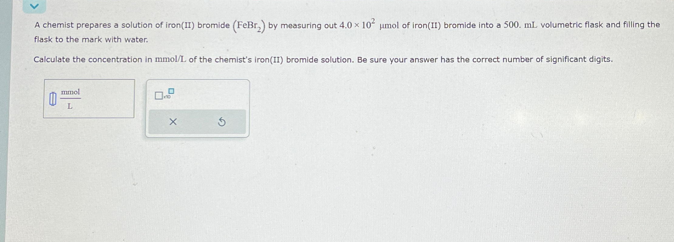 A chemist prepares a solution of iron(II) ﻿bromide | Chegg.com