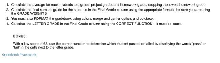 Solved 1. Calculate the average for each students test | Chegg.com
