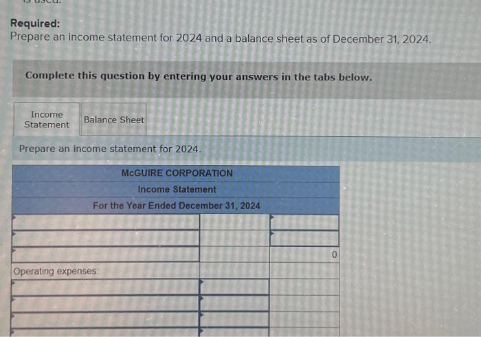 Solved Required Prepare An Income Statement For 2024 And A Chegg Com   Image