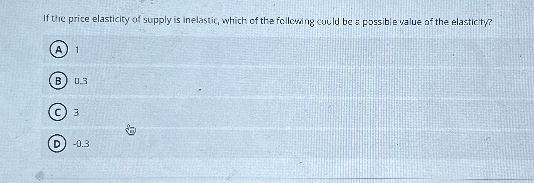 inelastic price elasticity of supply means