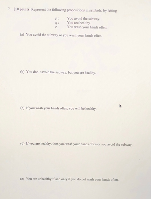 Solved 7. [10 Points) Represent The Following Propositions | Chegg.com