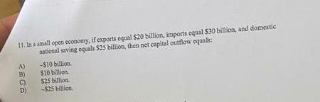 Solved In a small open economy, if exports equal $20 | Chegg.com