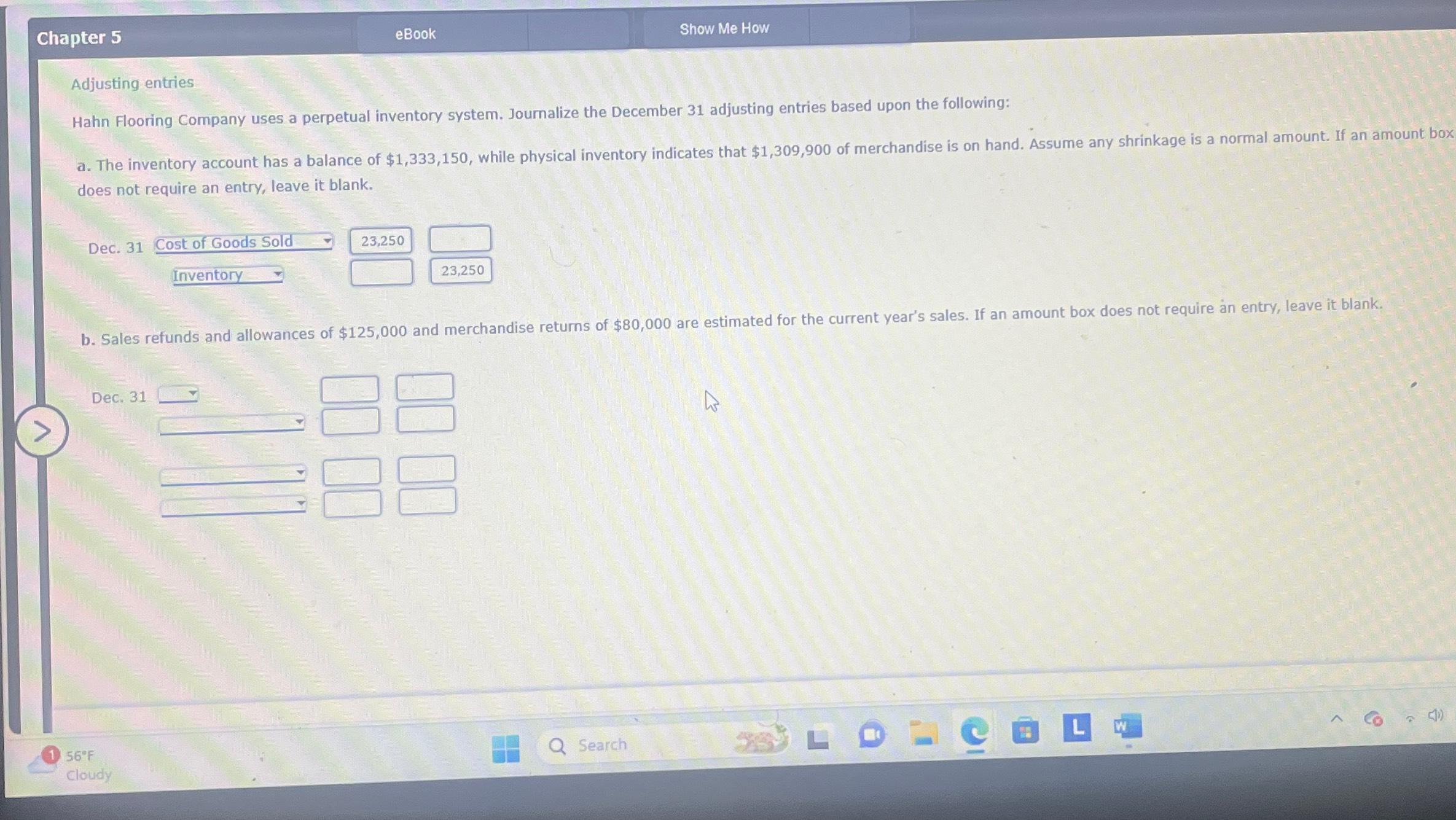 Solved Chapter 5eBookShow Me HowAdjusting entriesHahn