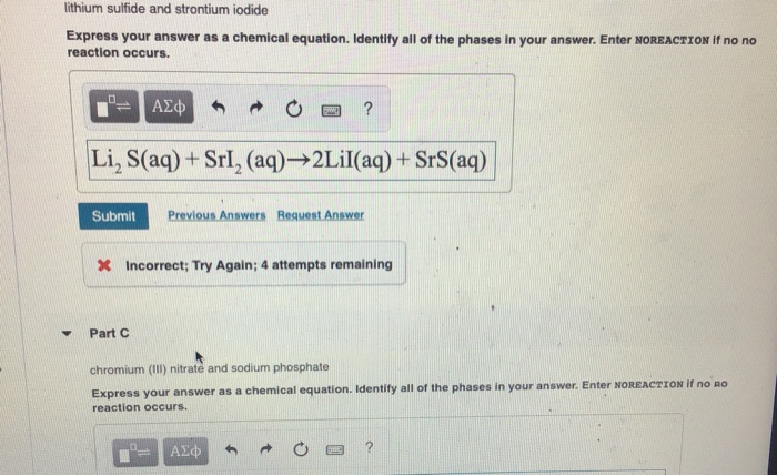 Lithium Sulfide And Strontium Iodide Express Your Chegg 