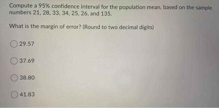 Solved Compute a 95% confidence interval for the population | Chegg.com