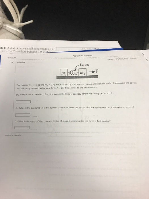 Solved ole 1 A student throws a ball horizontally off of
