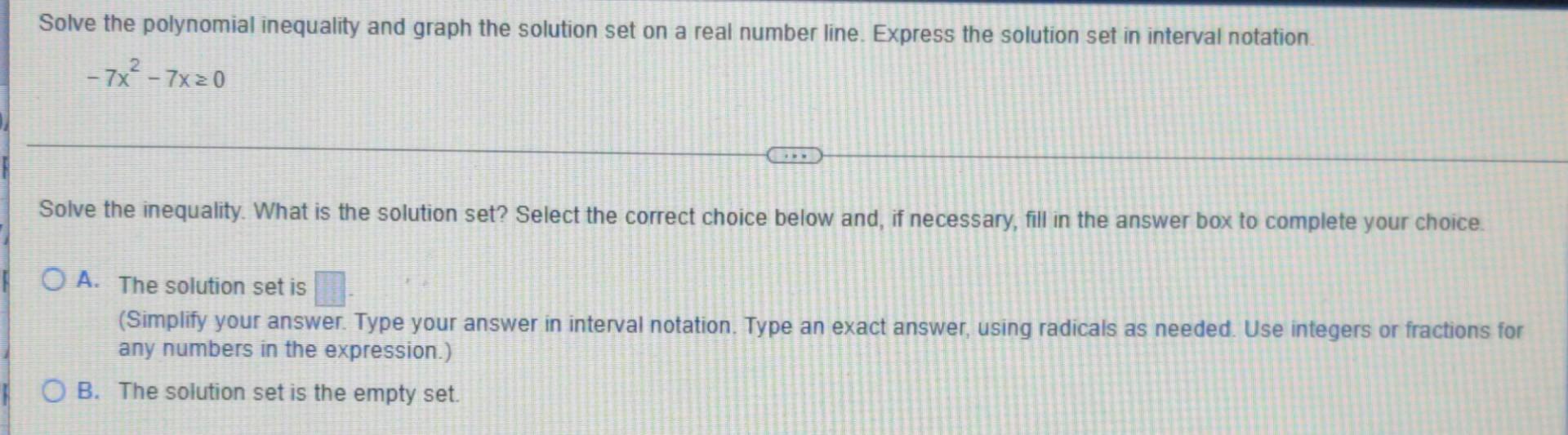 Solved Solve the polynomial inequality and graph the | Chegg.com