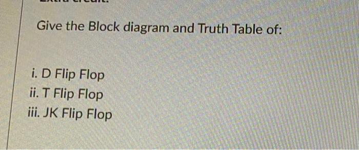 Solved Give the Block diagram and Truth Table of: i. D Flip | Chegg.com