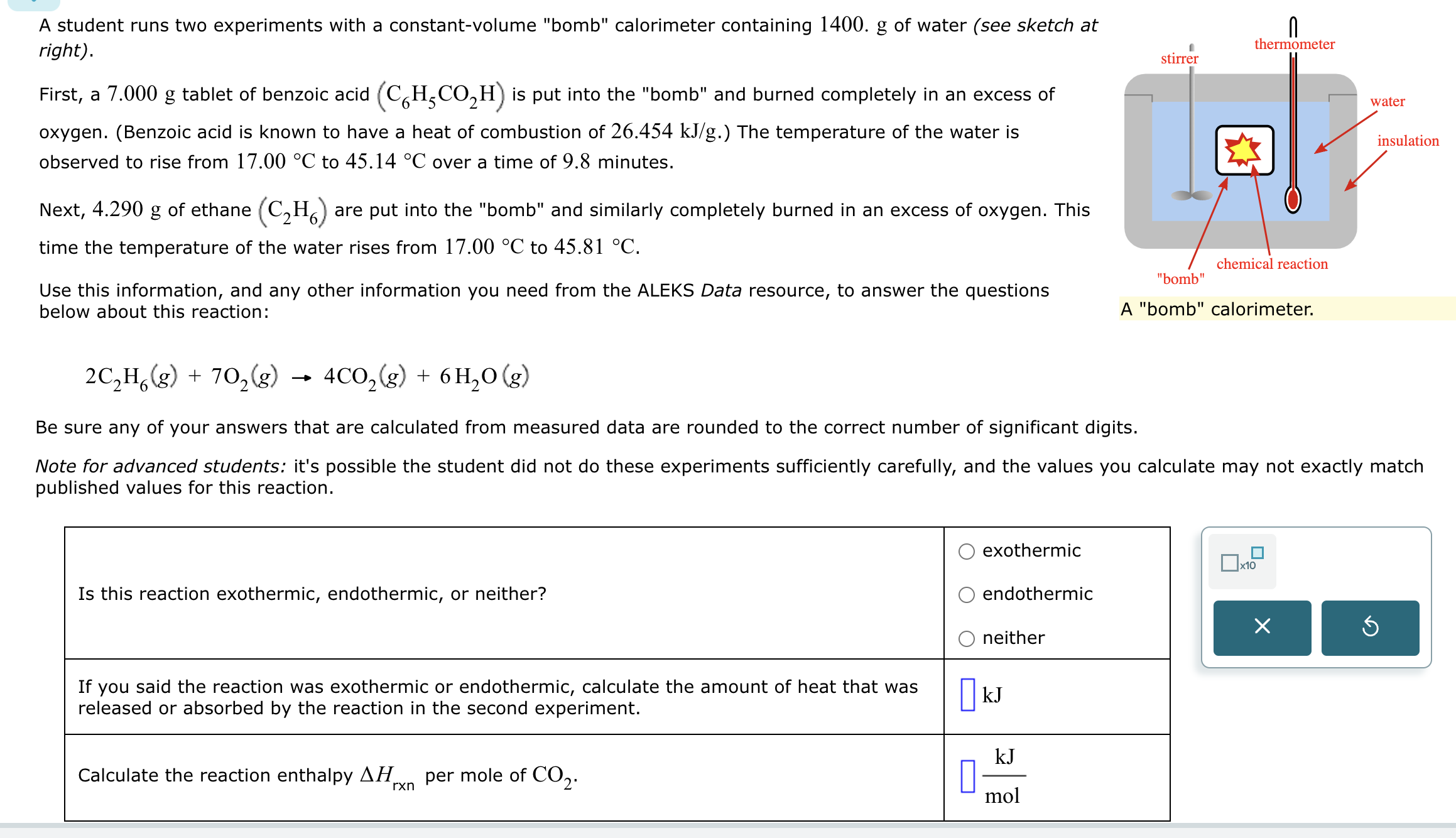 Solved A student runs two experiments with a constant-volume | Chegg.com