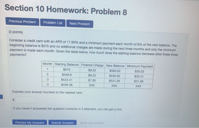Solved Section 10 Homework: Problem 8 Previous Problem | Chegg.com