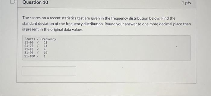 Solved The scores on a recent statistics test are given in | Chegg.com
