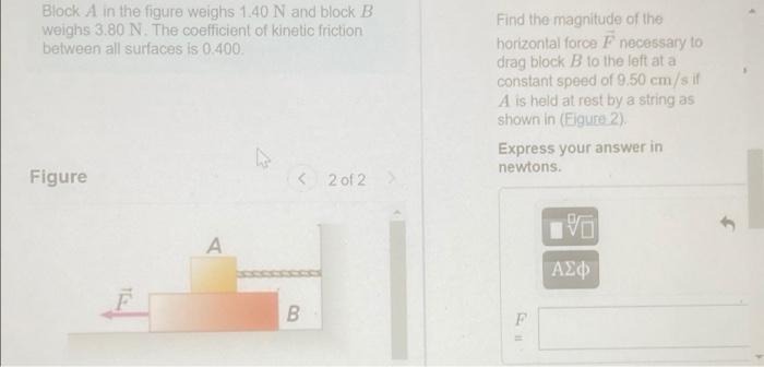 Solved Block A In The Figure Weighs 1.40 N And Block B | Chegg.com