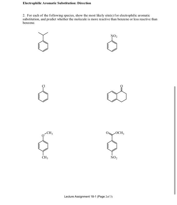 Solved (Electrophilic Aromatic Substitution) 1. Give The | Chegg.com