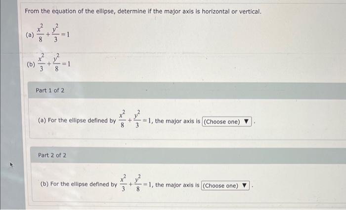 Solved From the equation of the ellipse, determine if the | Chegg.com