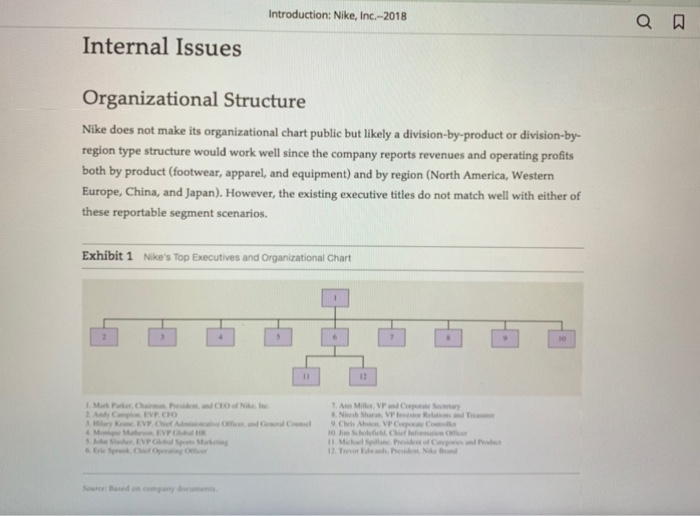 nike company organizational structure