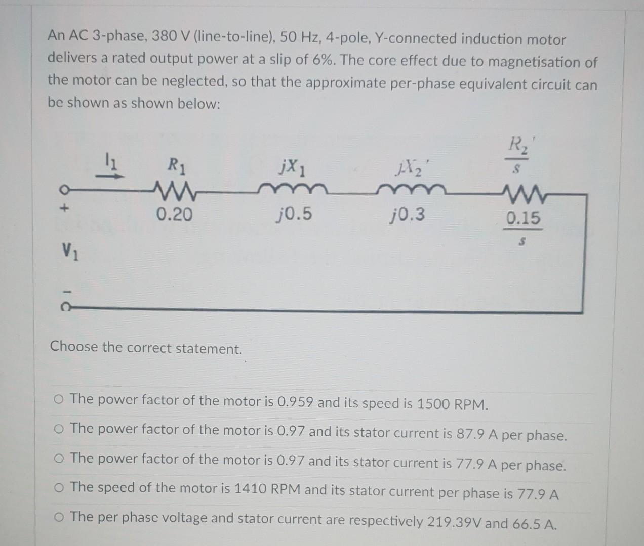 Solved An AC 3-phase, 380 V (line-to-line), 50 Hz, 4-pole, | Chegg.com