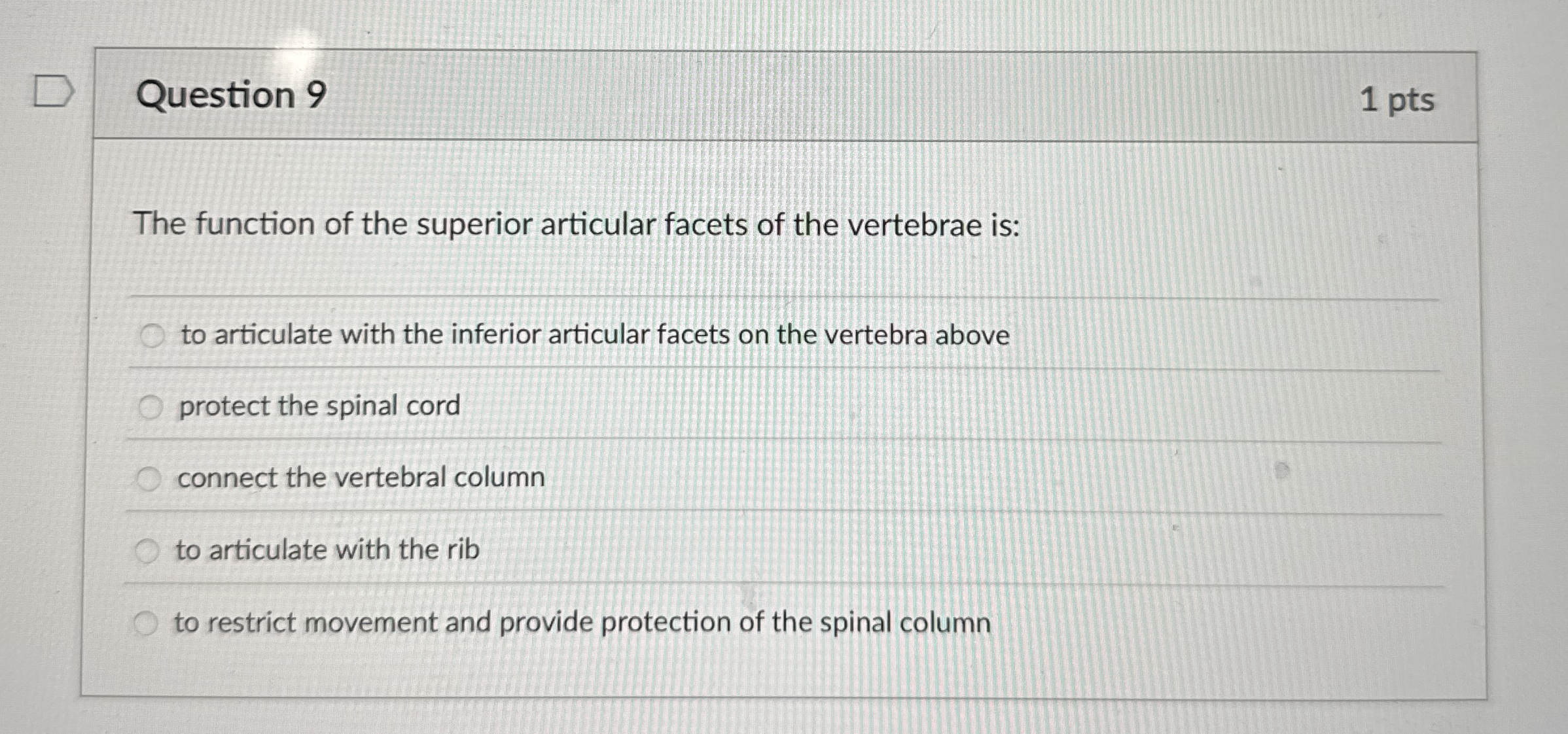 Solved Question 9The function of the superior articular