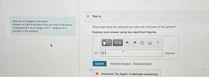 Solved Assume all angles to be exact A beam of light is | Chegg.com