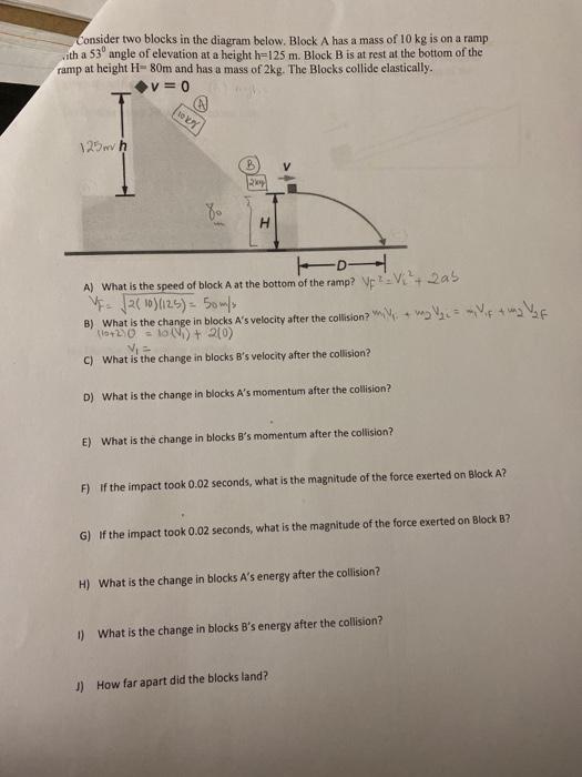 Solved Consider two blocks in the diagram below. Block A has | Chegg.com