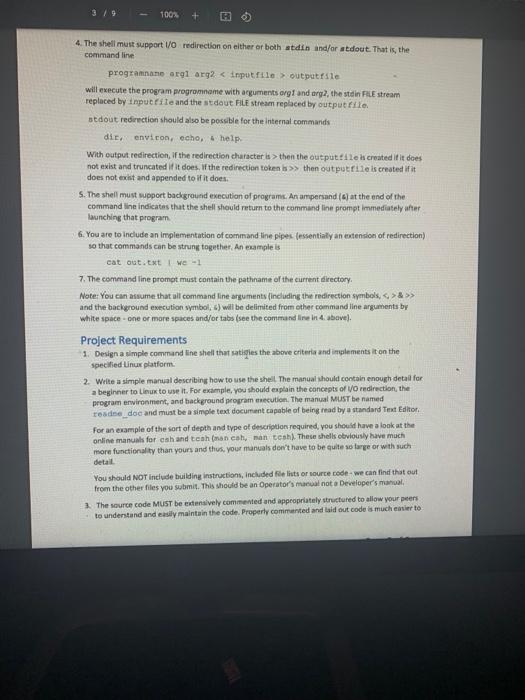 Project 2: Developing a Linux Shell In this project, | Chegg.com