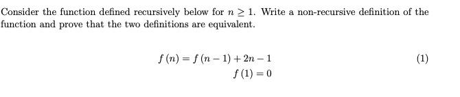 Solved Consider the function defined recursively below for n | Chegg.com