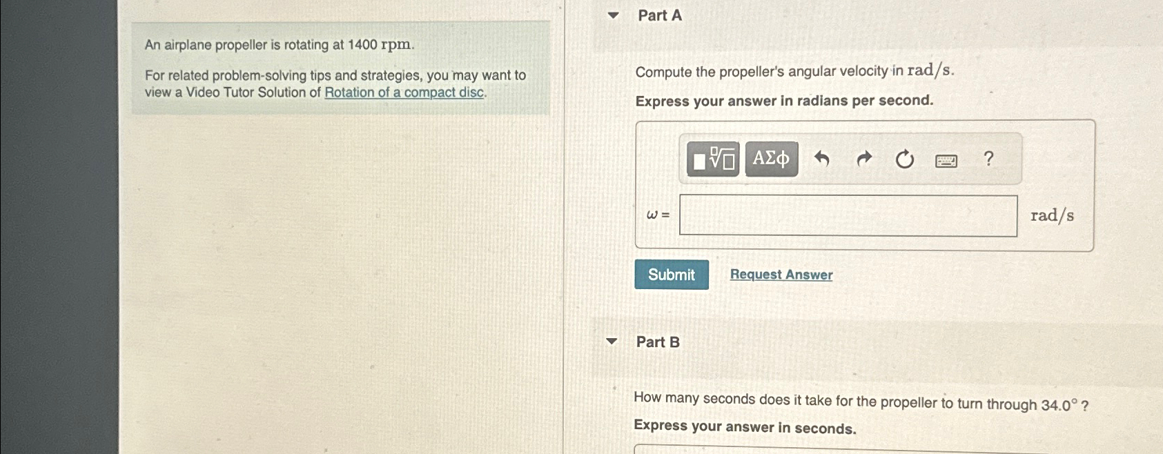 Solved Part AAn Airplane Propeller Is Rotating At | Chegg.com