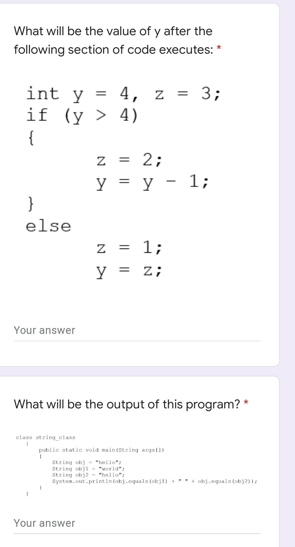 Solved * What will the following code print? int count; for | Chegg.com
