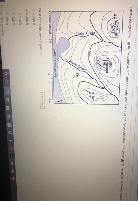 Solved On The Topographic Map Below, Points A, B, Y, And Z | Chegg.com