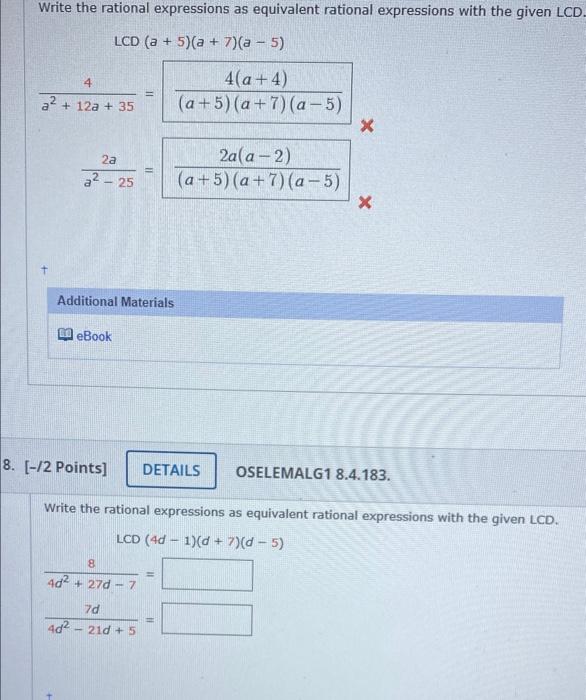 Solved Write the rational expressions as equivalent rational | Chegg.com