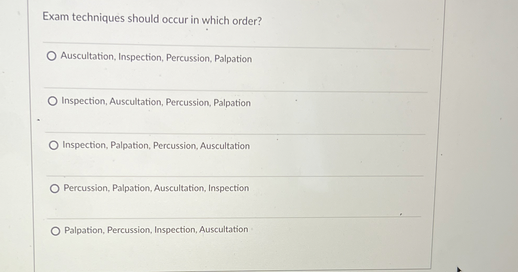 Solved Exam techniques should occur in which | Chegg.com