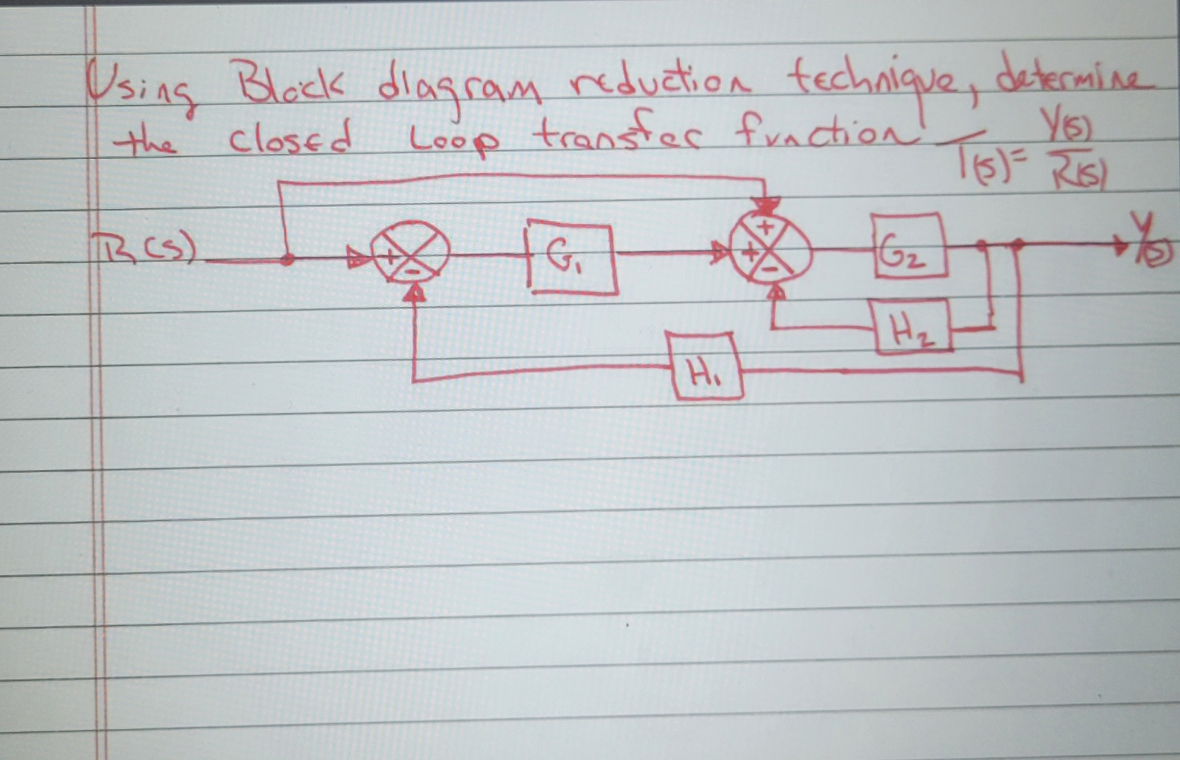 Solved Using Block diagram reduction technique, determinethe | Chegg.com