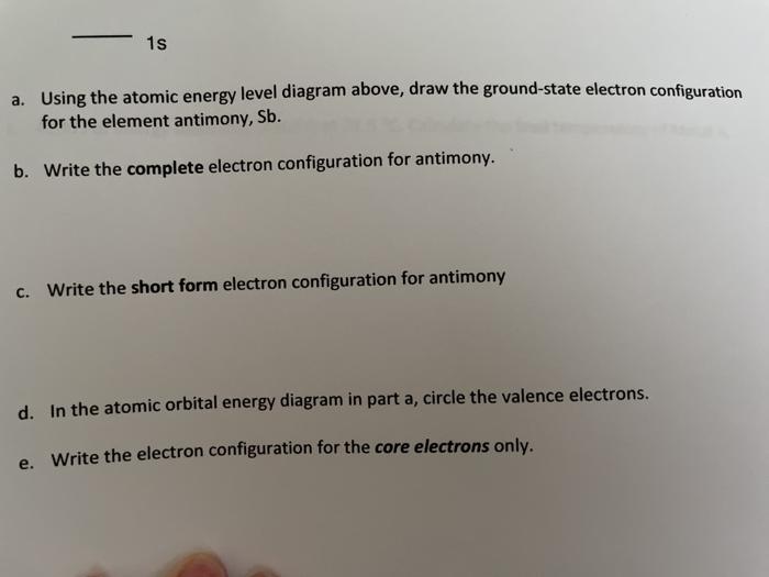 Solved 1s a. Using the atomic energy level diagram above, | Chegg.com