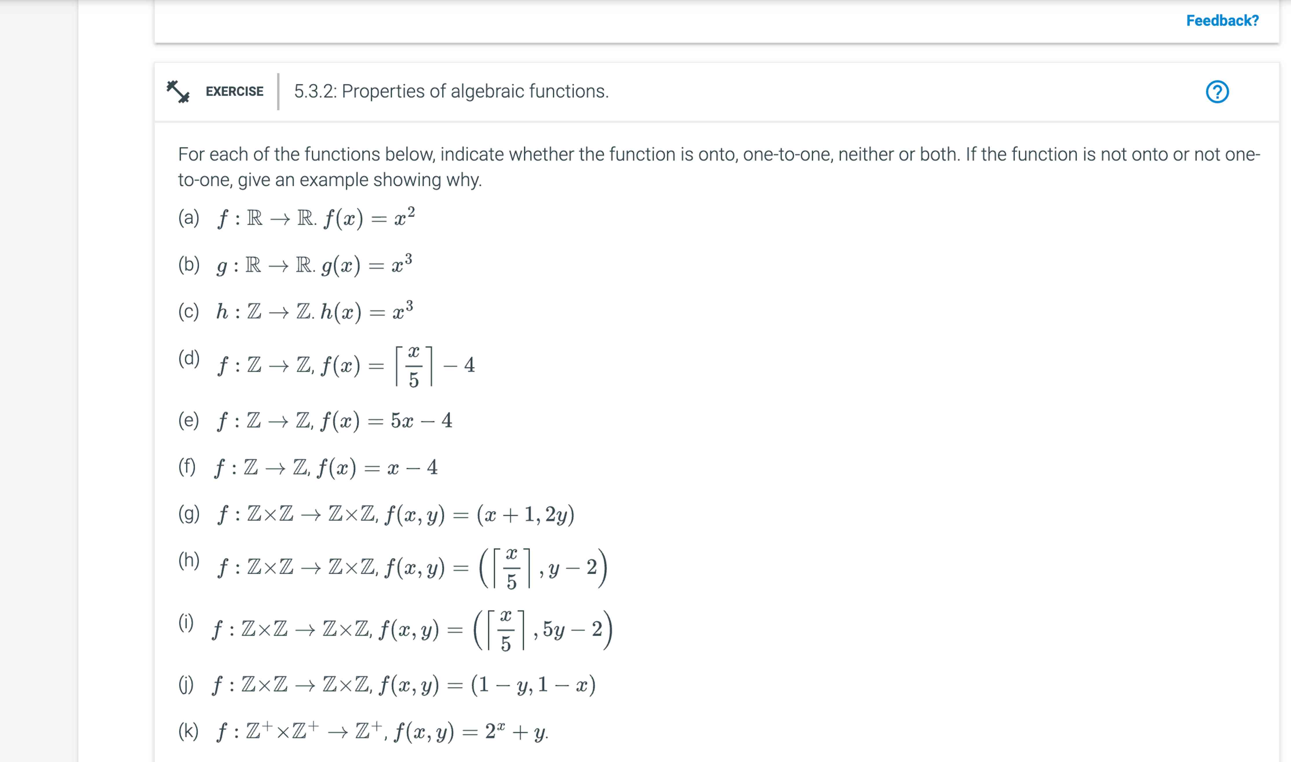 Solved For each of the functions below, indicate whether the | Chegg.com