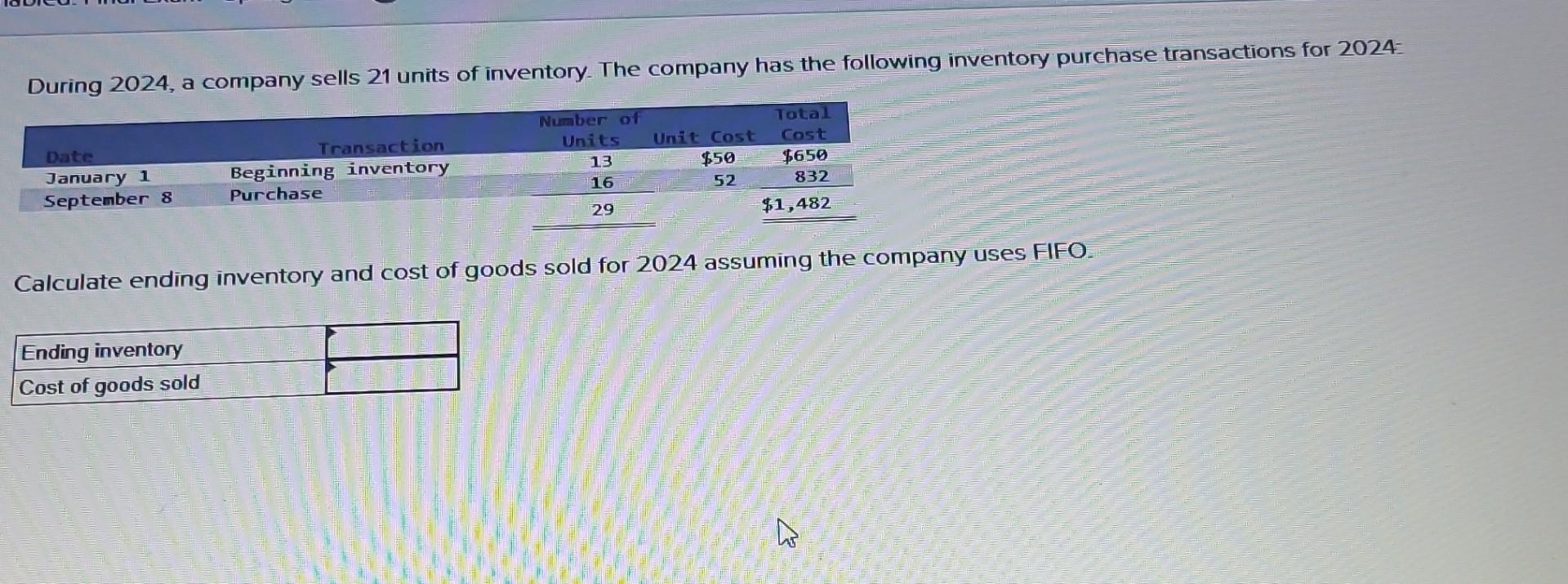 Solved Uring 2024 A Company Sells 21 Units Of Inventory Chegg Com   Image 