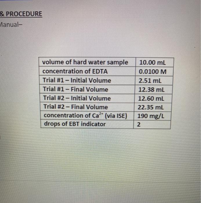 Solved Experiment #9 - Determination Of Water Hardness Via | Chegg.com