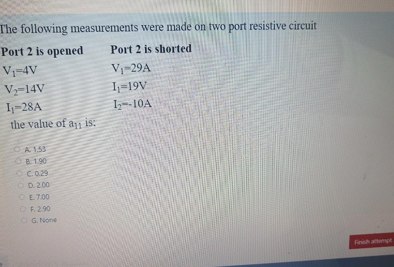 Solved The following measurements were made on two port | Chegg.com