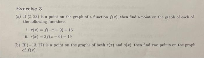 Solved Exercise 3 (a) If (5,23) is a point on the graph of a | Chegg.com