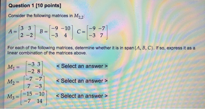 Solved Question 1 (10 points] Consider the following | Chegg.com