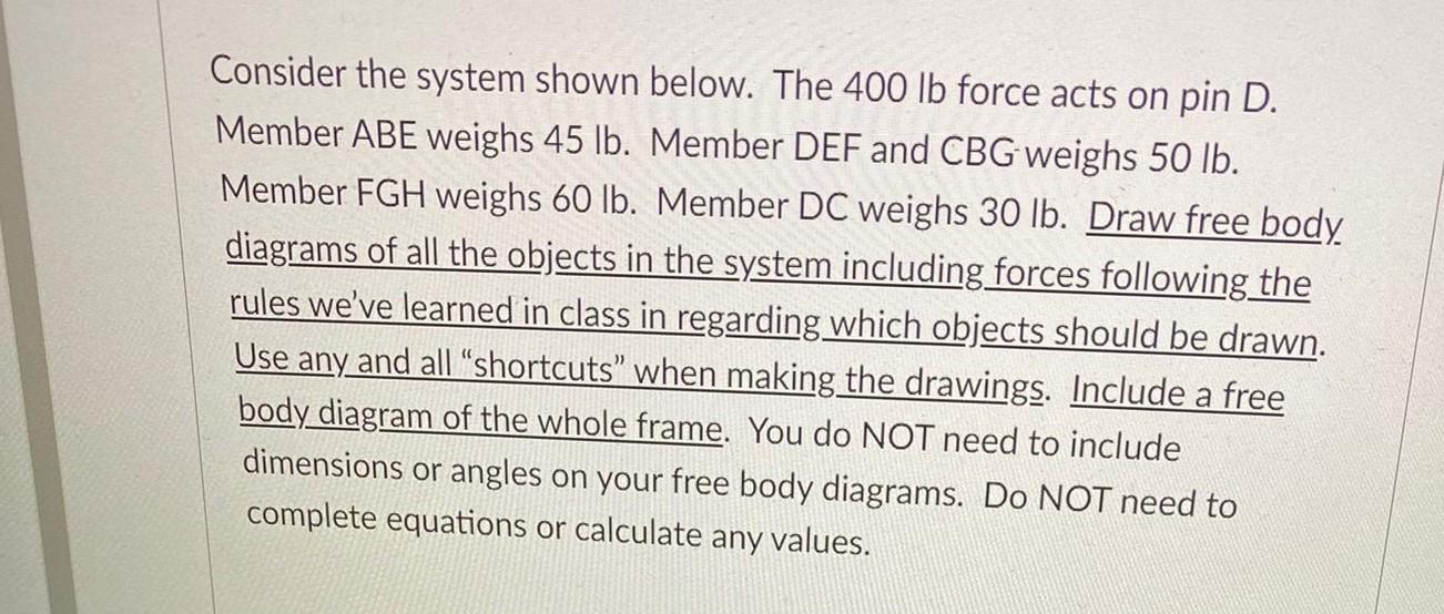 Solved Consider the system shown below. The 400 lb force | Chegg.com