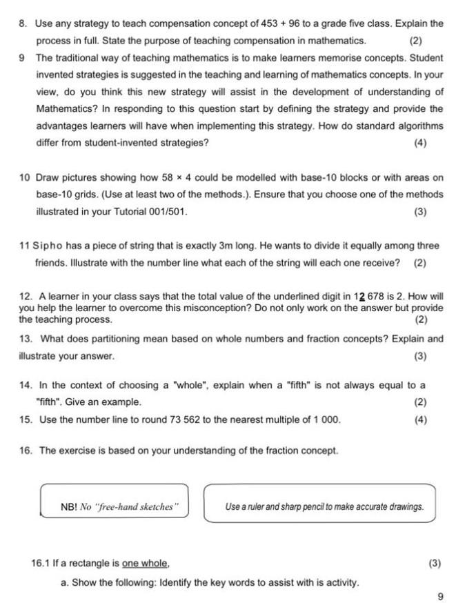 Solved 8. Use any strategy to teach compensation concept of | Chegg.com