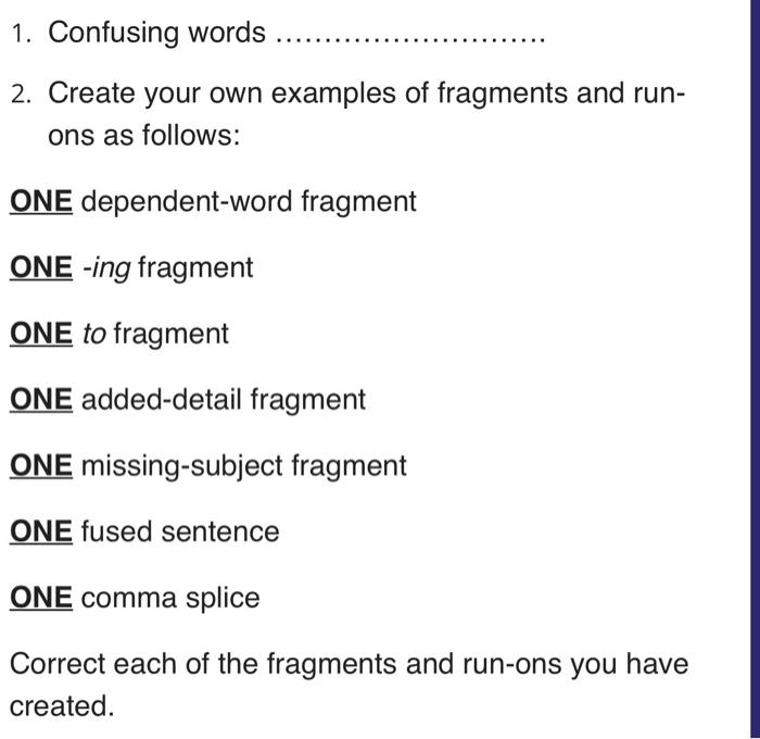 Solved 1 Confusing Words 2 Create Your Own Examples Of Chegg Com