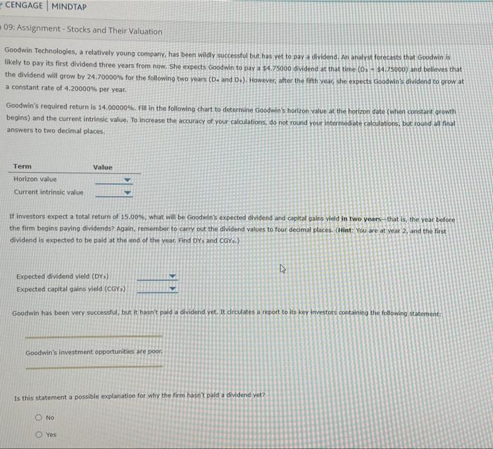 Solved Term Value Horizon Value Current Intrinsic Value If